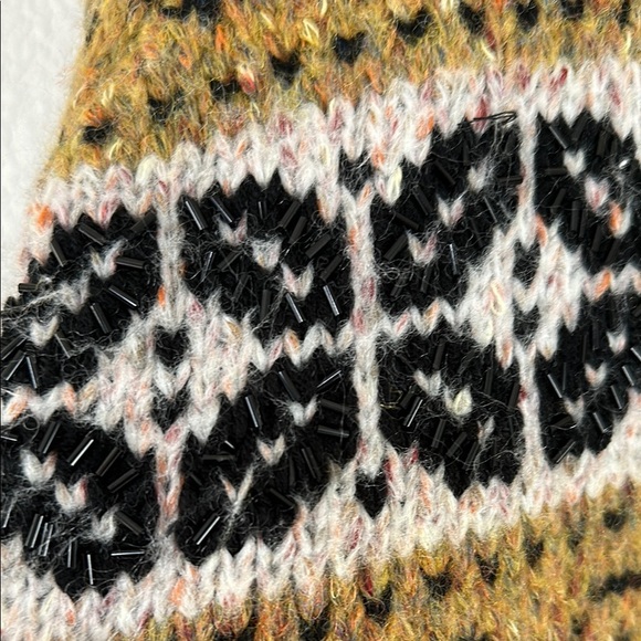 Zara Multi Pattern Mock Neck Sweater With Tube Beads M - Picture 3 of 6
